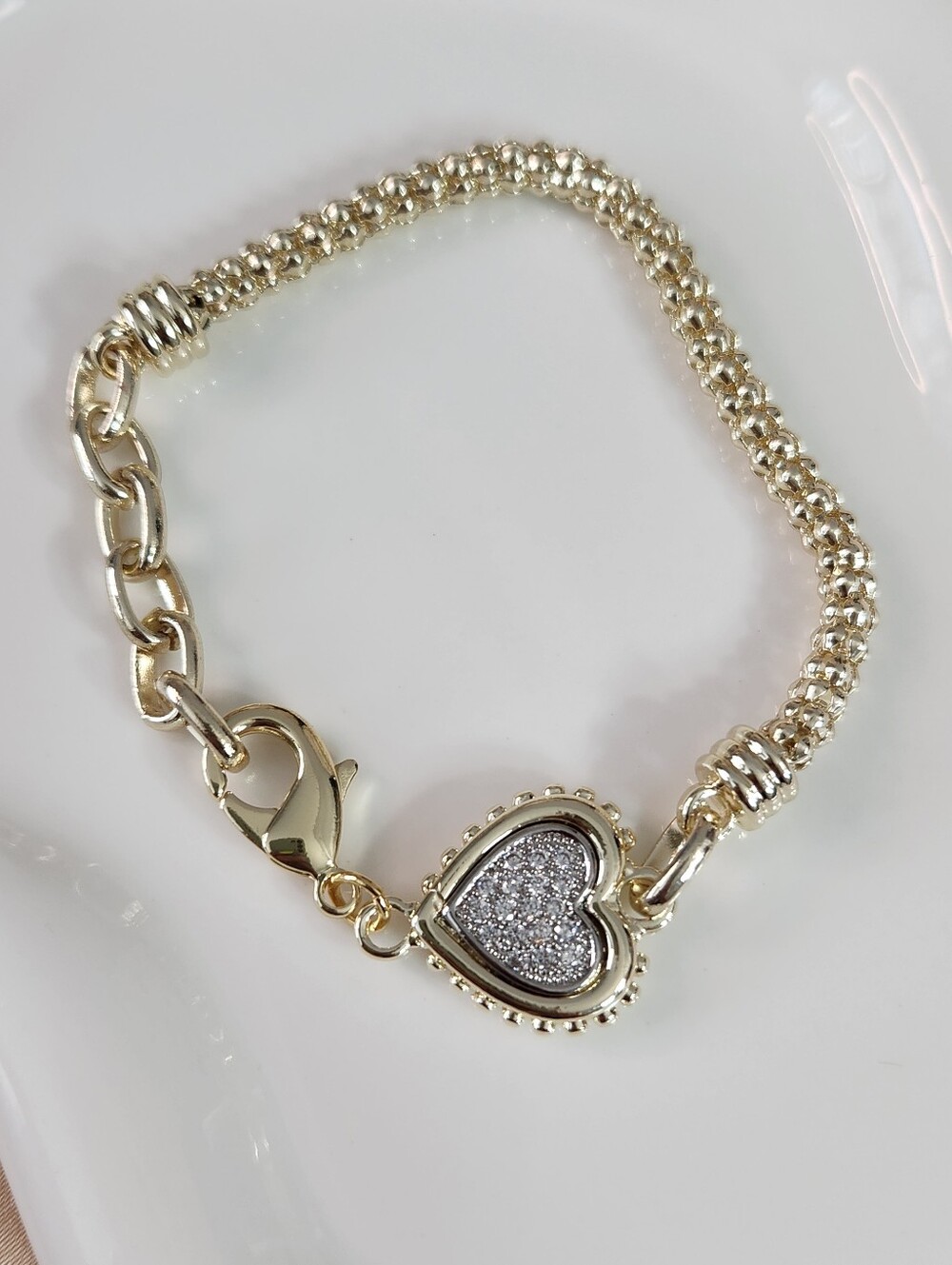 Two Tone Heart Bracelet